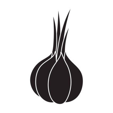 Sarımsak vektör simgesi. Beyaz arka plan sarımsağında siyah vektör simgesi izole edilmiş. .