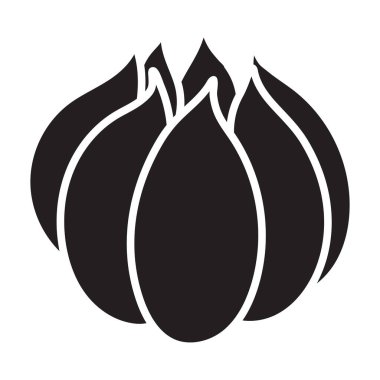 Sarımsak vektör simgesi. Beyaz arka plan sarımsağında siyah vektör simgesi izole edilmiş. .