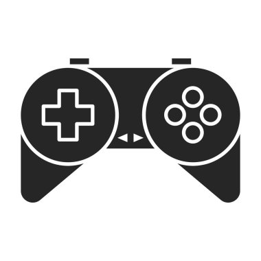 Oyun joystick vektör simgesi. Siyah vektör simgesi beyaz arkaplan oyununda izole edildi.