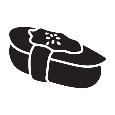 Suşi vektör simgesi. Siyah vektör simgesi beyaz arka planda Japon yemeklerinde izole edilmiş..