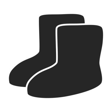 Ev terliği vektör simgesi. Beyaz arka plan ev terliğinde siyah vektör simgesi izole edildi.