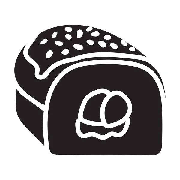 Sushi vector icon.Black vector icon terisolasi pada white background Japanese food. - Stok Vektor