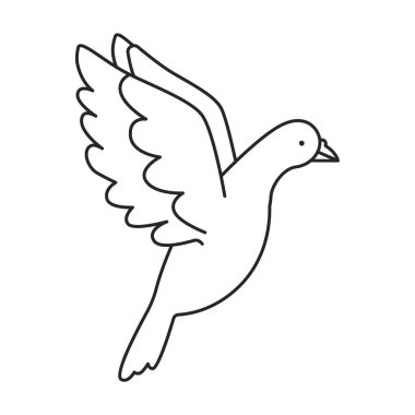 Güvercin vektör simgesi. Taslak vektör simgesi beyaz arkaplan güvercininde izole edildi.