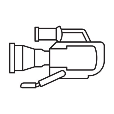 Video kamera vektör simgesi. Beyaz arkaplan video kamerasında izole edilmiş ana vektör simgesi.