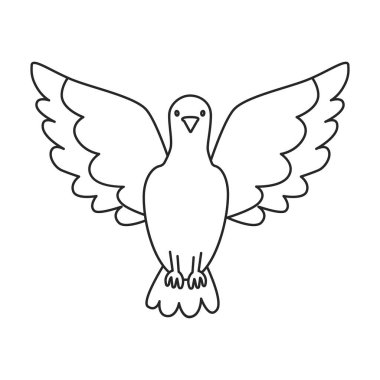 Barış vektör ikonunun güvercini. Taslak vektör simgesi beyaz arka plan güvercininde izole edildi.