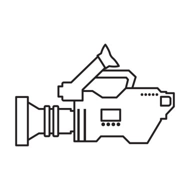 Video kamera vektör simgesi. Beyaz arkaplan video kamerasında izole edilmiş ana vektör simgesi.