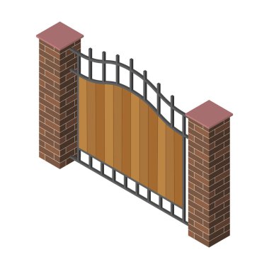 Çit vektör simgesi. Beyaz arkaplan çitinde izole edilmiş Isometric vektör simgesi.
