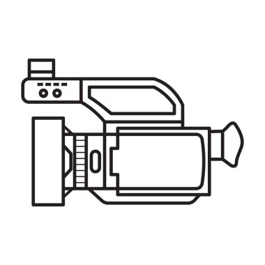 Video kamera vektör simgesi. Beyaz arkaplan video kamerasında izole edilmiş ana vektör simgesi.