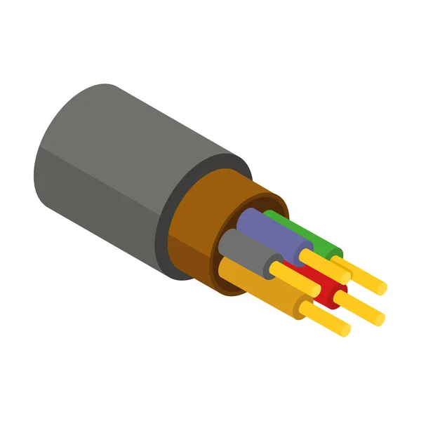 Ícone de vetor de cabo de fibra. Ícone vetorial isométrico isolado no cabo de fibra de fundo branco . — Vetor de Stock