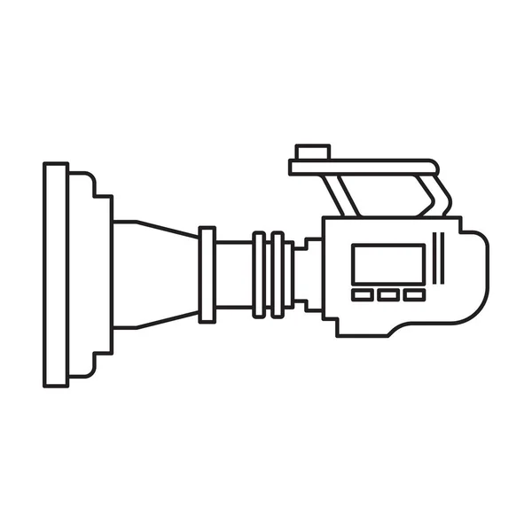 Videokamera-Vektorsymbol. Umrissvektorsymbol isoliert auf weißem Hintergrund Videokamera. — Stockvektor