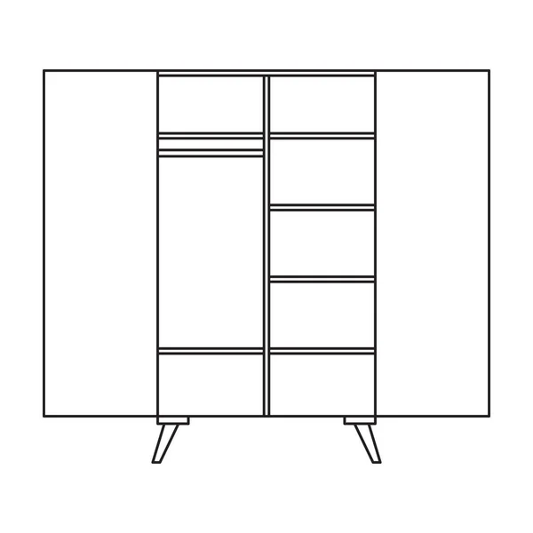 Schrankvektorsymbol. Umrissvektorsymbol isoliert auf weißem Hintergrund Schrank . — Stockvektor