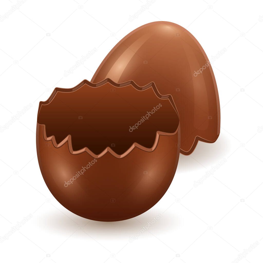 Chocolate egg vector icon. Realistic vector icon isolated on white background chocolate egg.