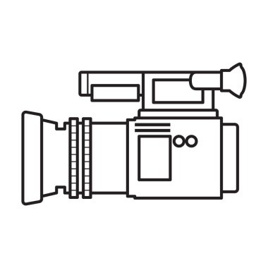 Video kamera vektör simgesi. Beyaz arkaplan video kamerasında izole edilmiş ana vektör simgesi.