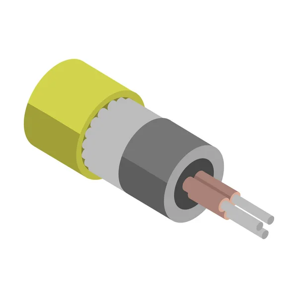 Ícone de vetor de cabo de fibra. Ícone vetorial isométrico isolado no cabo de fibra de fundo branco . — Vetor de Stock