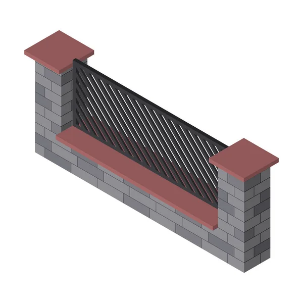 フェンスのベクトルアイコン。白い背景フェンスに隔離されたアイソメトリックベクターアイコン. — ストックベクタ