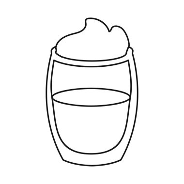 Ayrı bir kahve ve cam sembol nesnesi. Kahve ve ruh hali vektör illüstrasyonu grafiği.