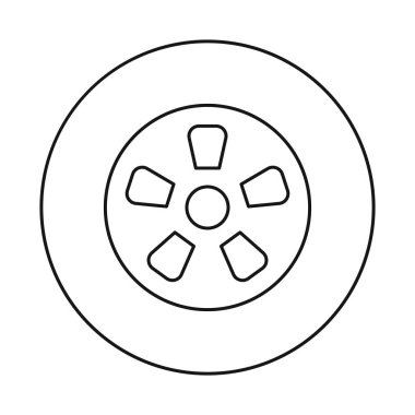 Araba ve tekerlek simgesinin vektör tasarımı. Ağ için araba ve lastik amblemi koleksiyonu.