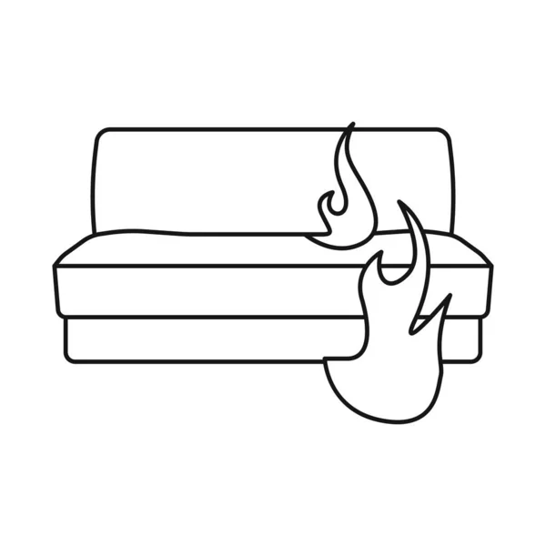 Vektor-Illustration von Flamme und Sofa-Symbol. Set von Flamme und Brennen Stock Vector Illustration. — Stockvektor