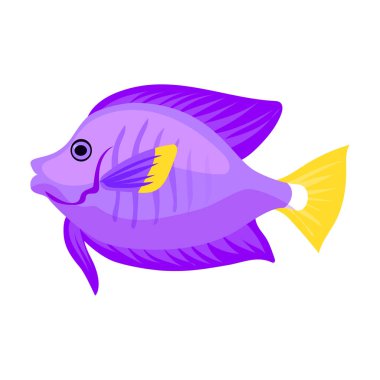 Tropikal balık vektör simgesi. Çizgi film vektör simgesi beyaz arka planda izole edilmiş tropikal balıklar.