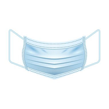Tıbbi maske vektör simgesi. Gerçekçi vektör simgesi beyaz arka plan tıbbi maskesi üzerinde izole edildi.