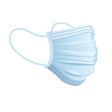 Tıbbi maske vektör simgesi. Gerçekçi vektör simgesi beyaz arka plan tıbbi maskesi üzerinde izole edildi.