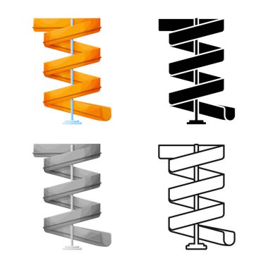 Su kaydırağı ve tünel sembolünün vektör tasarımı. Su kaydırağı ve spiral hisse senedi temsili grafiği.