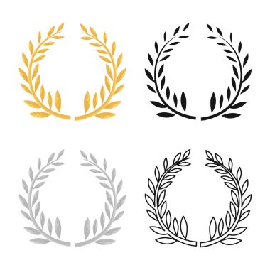 İzole edilmiş çelenk ve defne logosu. Ağ için çelenk ve çelenk sembolü öğesi.