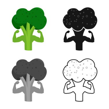 Brokoli ve vitamin logosu izole edilmiş. Ağ için brokoli ve malzeme stok sembolü koleksiyonu.