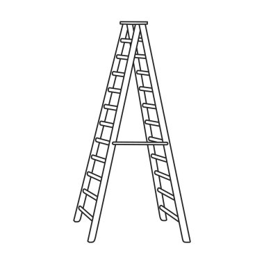 Merdiven vektör simgesi. Beyaz arkaplan merdiveni üzerinde izole edilmiş dış hat vektör simgesi.