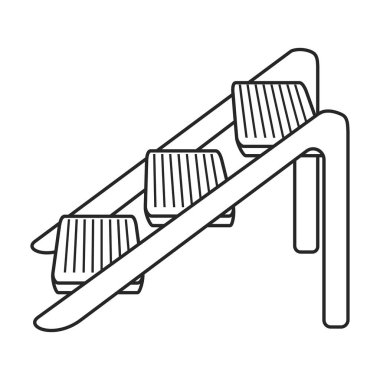 Merdiven vektör simgesi. Beyaz arkaplan merdiveni üzerinde izole edilmiş dış hat vektör simgesi.