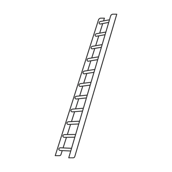 Icono del vector de la escalera. Icono del vector del contorno aislado en la escalera blanca del fondo  . — Vector de stock