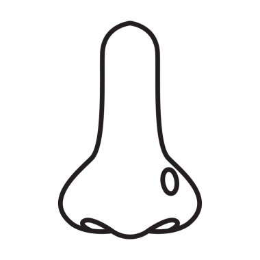 Burun vektör simgesinin delinmesi. Çizgi vektör simgesi burun delici beyaz arkaplanda izole edildi.