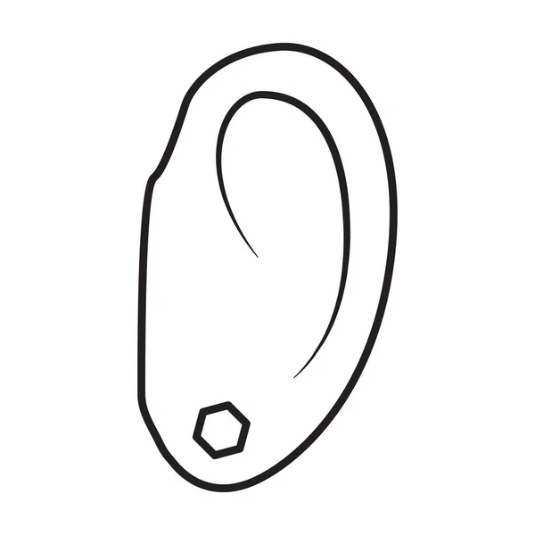 Piercing de icono de vector de oreja. Icono de vector de contorno aislado sobre fondo blanco piercing de oreja  . — Archivo Imágenes Vectoriales