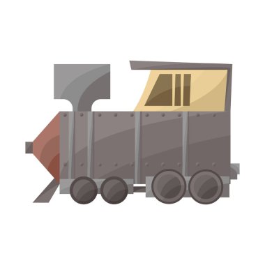 Trenin vektör çizimi ve eski ikon. Trenin grafiği ve web için buhar deposu sembolü.