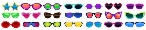 Icono de conjunto de dibujos animados aislados Sunglass. Ilustración vectorial gafas de verano sobre fondo blanco. Vector de dibujos animados icono conjunto de gafas de sol  . — Vector de stock