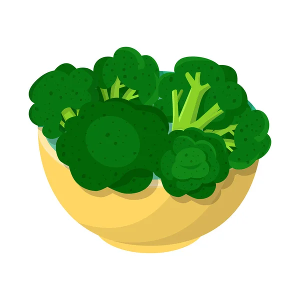 Illustration vectorielle de l'icône bol et brocoli. Collection de bol et le symbole de stock vert pour la toile . — Image vectorielle