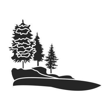 Kar ormanı vektör simgesi. Siyah vektör simgesi beyaz arka plandaki kar ormanlarında izole edilmiş..