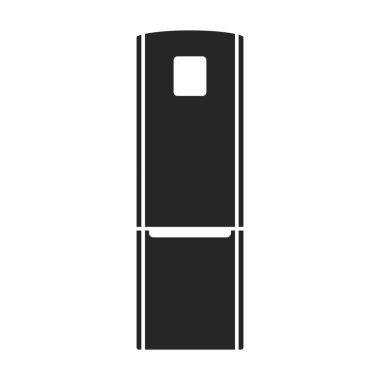 Modern buzdolabı vektör simgesi. Siyah vektör simgesi beyaz arka plan modern buzdolabında izole edilmiş..