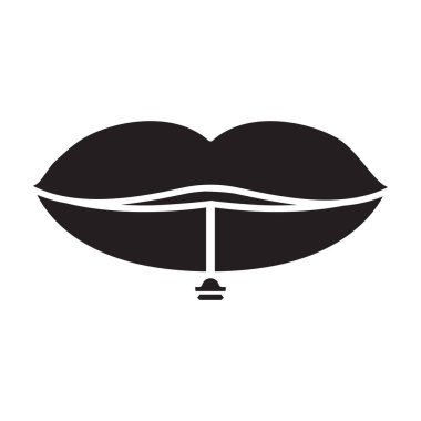 Delen ağız vektör simgesi. Siyah vektör logosu beyaz arka planda izole edilmiş. .