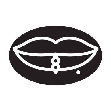 Delen ağız vektör simgesi. Siyah vektör logosu beyaz arka planda izole edilmiş. .