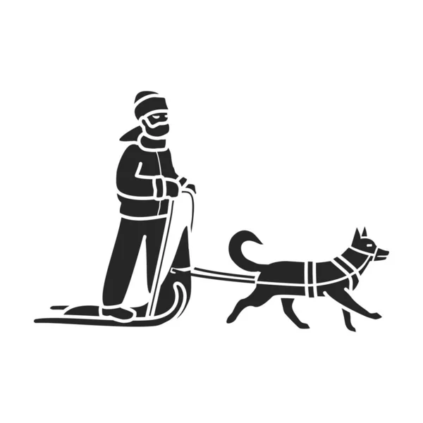 Kızak vektör simgesi olan köpek. Siyah vektör simgesi kızaklı beyaz arka plan köpeğinde izole edilmiş.. — Stok Vektör