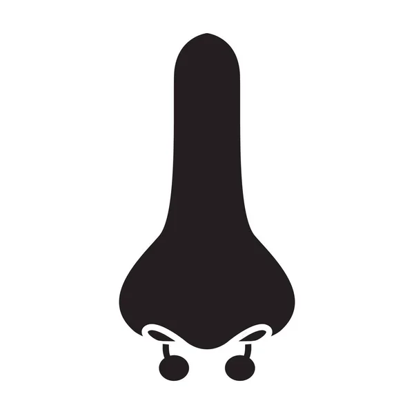 Durchstechen des Nasenvektorsymbols. Schwarzes Vektorsymbol isoliert auf weißem Hintergrund Piercing der Nase. — Stockvektor