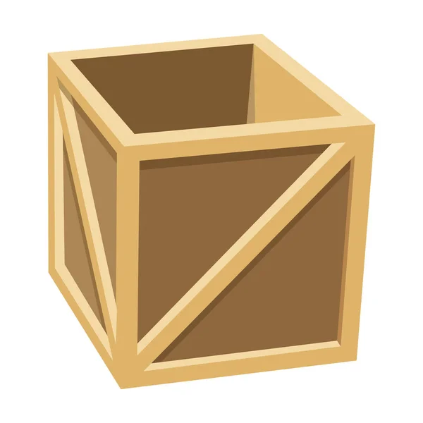 Wooden box vector icon.Cartoon vector icon 은 흰색 배경 목조 상자에 분리되어 있다.. — 스톡 벡터
