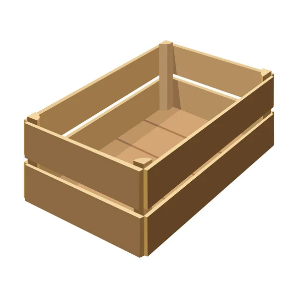 Drewniana ikona wektora pudełka.Ikona wektora kreskówek izolowane na białym tle drewniane pudełko. — Wektor stockowy