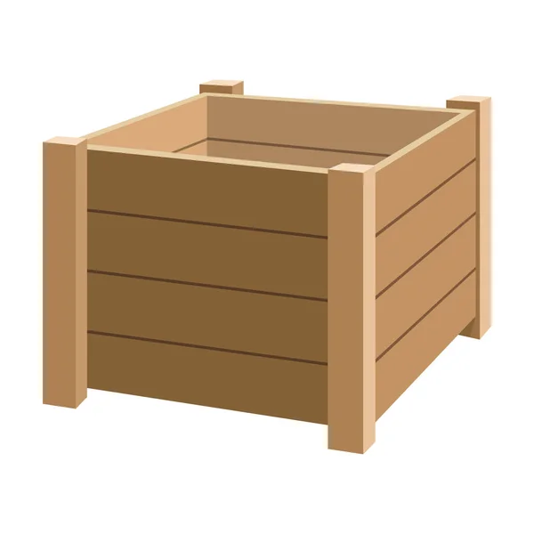 木製の箱ベクトルのアイコン白い背景の木製の箱に隔離された漫画のベクトルのアイコン. — ストックベクタ