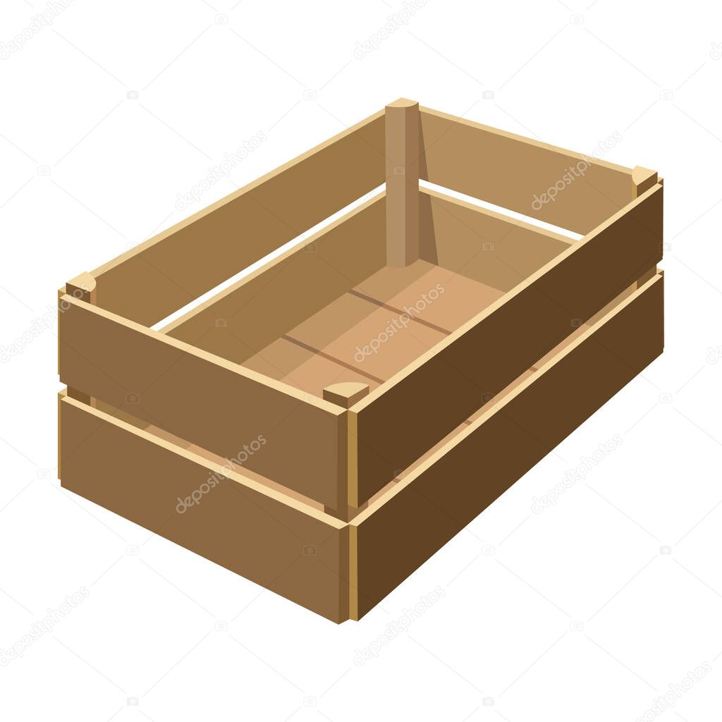 Wooden box vector icon.Cartoon vector icon isolated on white background wooden box.