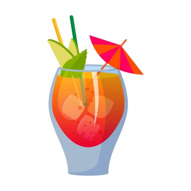 Yaz kokteyl ikonu. Çizgi film vektör simgesi beyaz arka planda izole edilmiş yaz kokteyli..