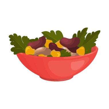 Sebze salatası vektör simgesi. Çizgi film vektör simgesi beyaz arkaplan sebze salatasında izole edilmiş..