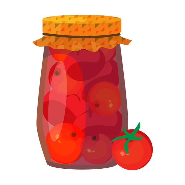 Ícone do vetor do tomate do jarro ícone do vetor dos desenhos animados isolado no tomate branco do frasco do fundo . — Vetor de Stock