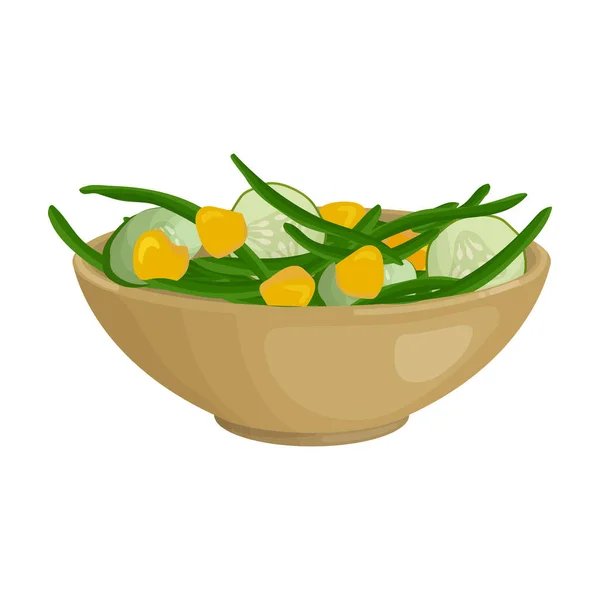 Ícone vetorial de salada vegetal.Ícone vetorial de desenhos animados isolado na salada vegetal de fundo branco . — Vetor de Stock